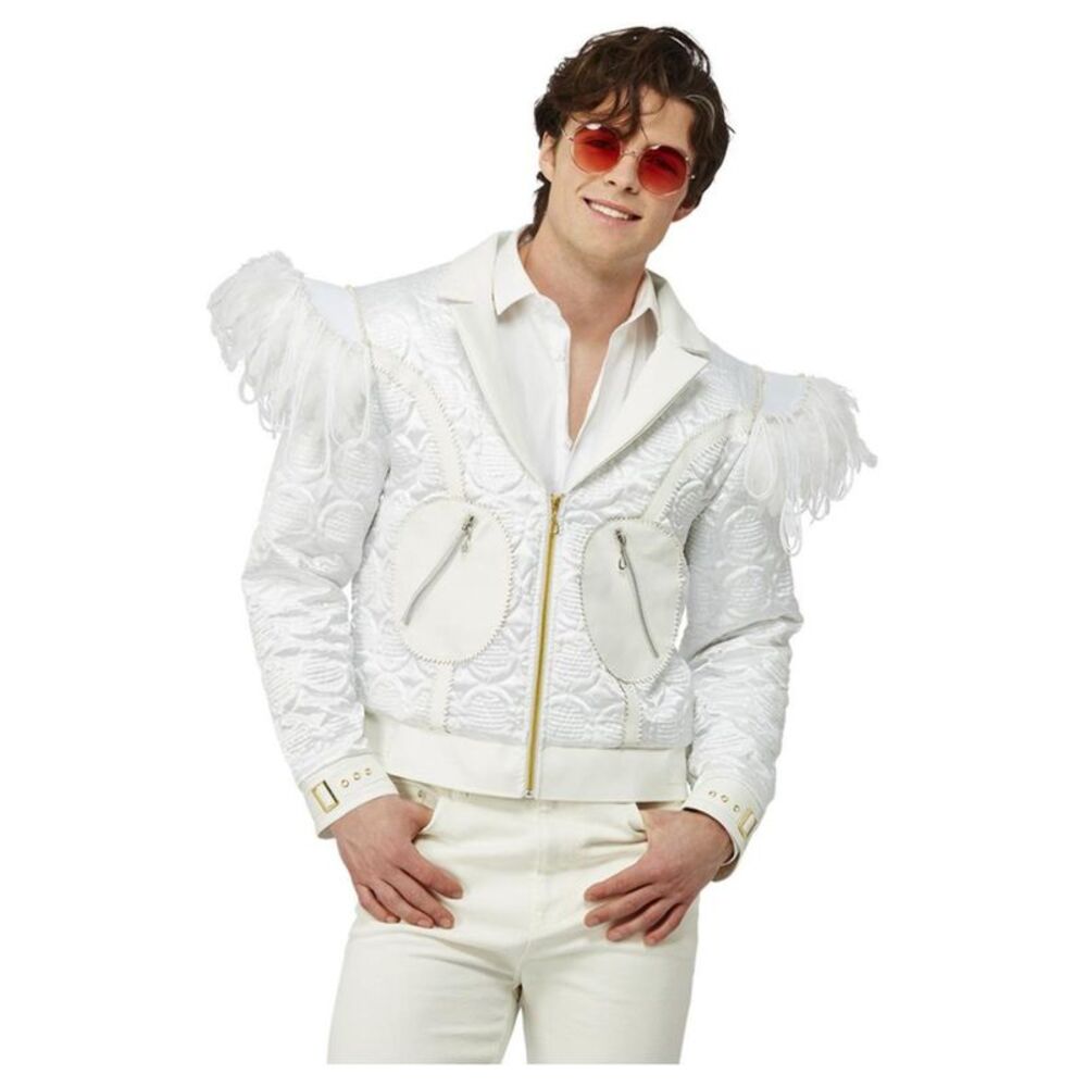 Elton John Mens Feather Costume Jacket / White
